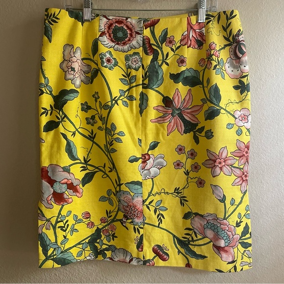 LOFT Yellow Floral Skirt Size 14 - Picture 6 of 7